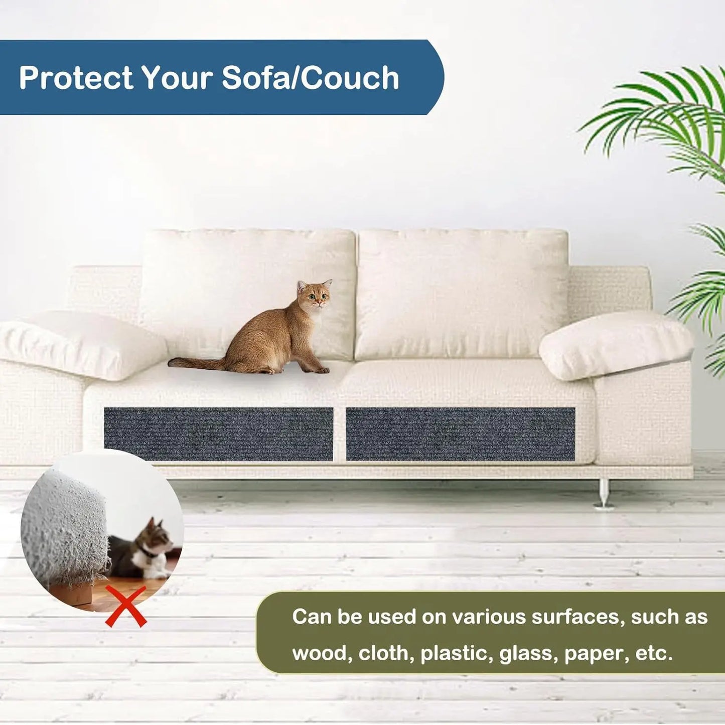 Protector autoadhesivo para sofá contra rasguños de gato